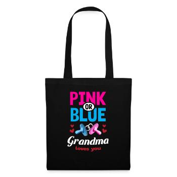 Pink or Blue Grandma Loves You Gender Reveal Party - Stoffbeutel - Schwarz - Vorne