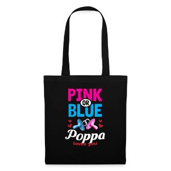 Pink or Blue Poppa Loves You Gender Reveal Party - Tote Bag - black - Front