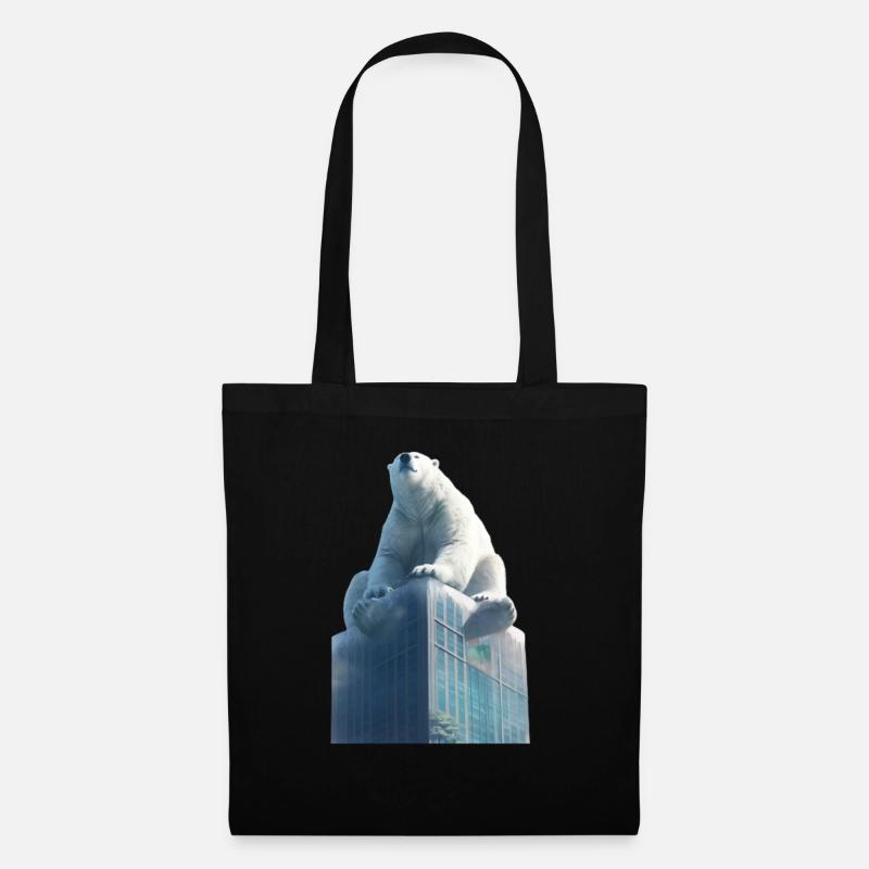 Der Eisbär auf dem Dach - Stoffbeutel - Schwarz