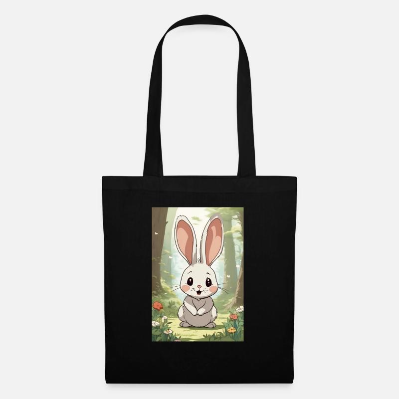 Cartoon Hase - Stoffbeutel - Schwarz