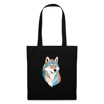 Wolf Vektor Kunst mit lebendiger Farbe Illustration - Stoffbeutel - Schwarz - Vorne