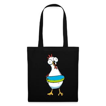 Poulet Poulets Anneau De Natation Détresse Nageur - Sac en tissu - noir - Devant