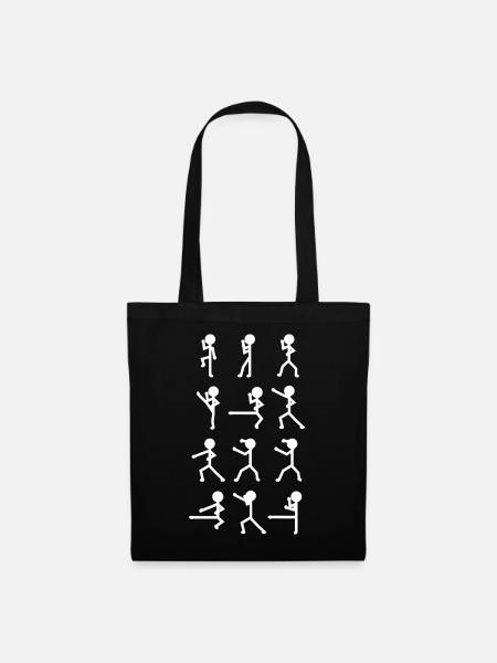 Karate Strichfiguren - Stoffbeutel - Schwarz
