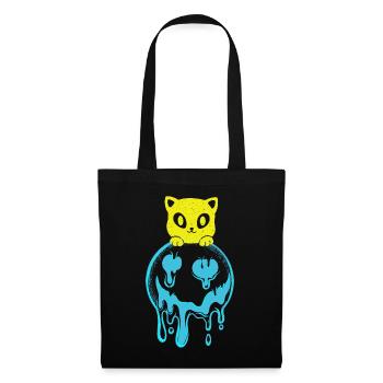 Coucher de soleil Chat Chat Visage Chat Soleil - Sac en tissu - noir - Devant