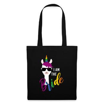 LGBTQ Bride Lama Einhorn Regenbogen JGA - Stoffbeutel - Schwarz - Vorne
