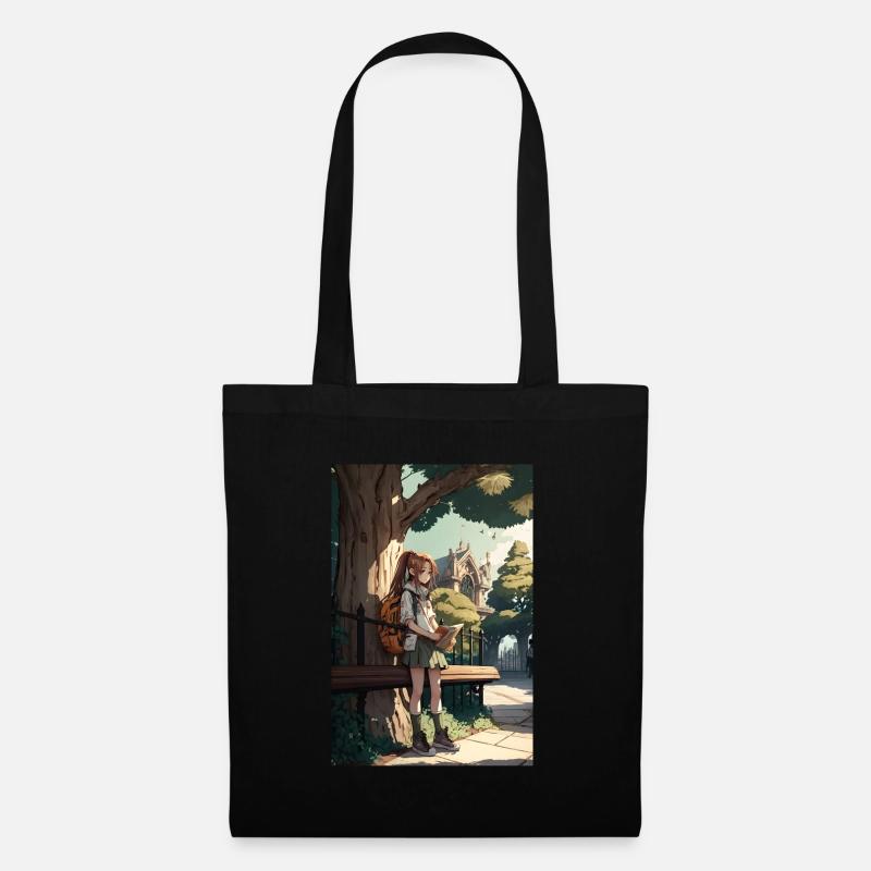 Anime Mädchen Manga Geschenk - Stoffbeutel - Schwarz