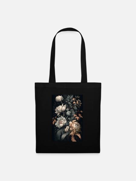 Blumen Gemälde Geschenk - Stoffbeutel - Schwarz