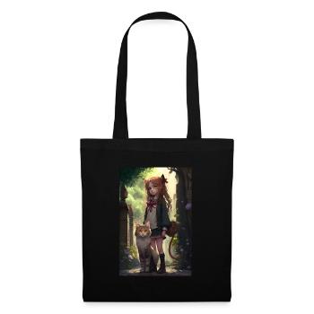 Anime Cat Fille Femme Cadeau - Sac en tissu - noir - Devant