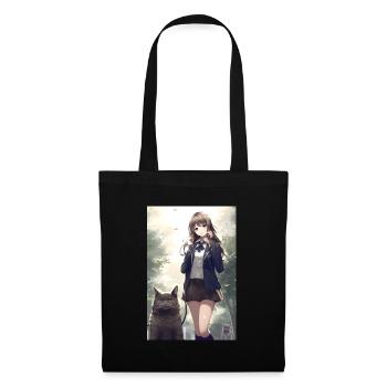 Anime Cat Femme Uniforme Cadeau - Sac en tissu - noir - Devant