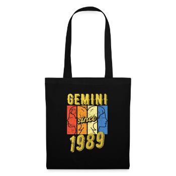 Gemini Sternzeichen 1989 Geschenk - Stoffbeutel - Schwarz - Vorne