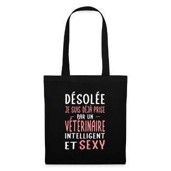 Désolée déjà prise par un vétérinaire sexy - Sac en tissu - noir - Devant