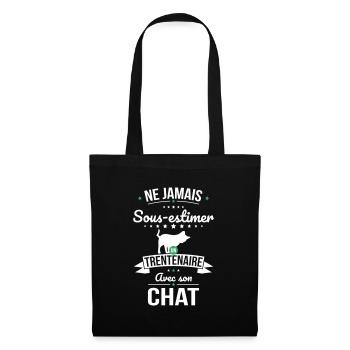 Sous-estimer un trentenaire avec son chat - Sac en tissu - noir - Devant