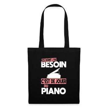 Ce dont j'ai besoin c'est de jouer du Piano - Sac en tissu - noir - Devant