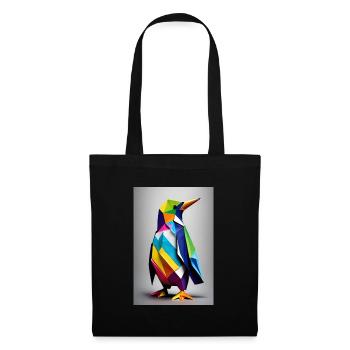 Origami-Pinguin - Stoffbeutel - Schwarz - Vorne