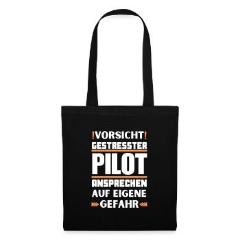Gestresster Pilot nicht ansprechen! - Stoffbeutel - Schwarz - Vorne