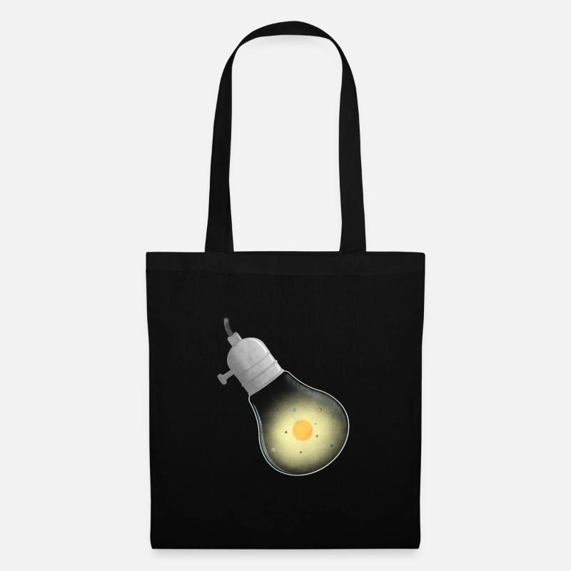 Light bulb solar system on thread - Tote Bag - black