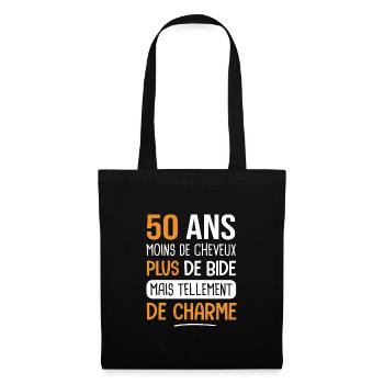 50 ans plus de charme cadeau anniversaire 50 ans - Sac en tissu - noir - Devant