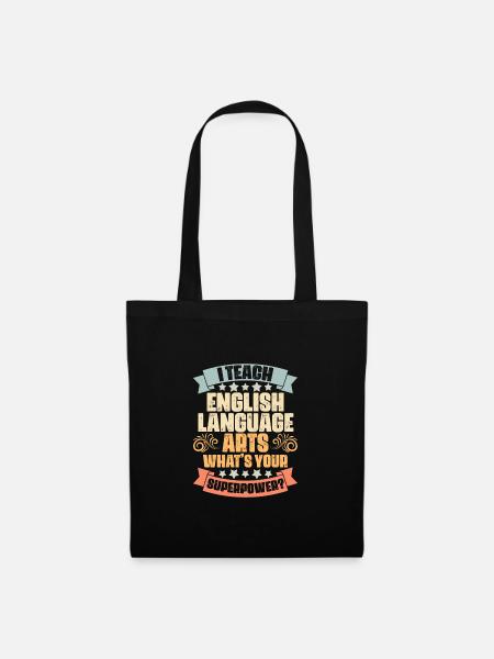 Funny English Language Arts Teaching Superpower - Stoffbeutel - Schwarz