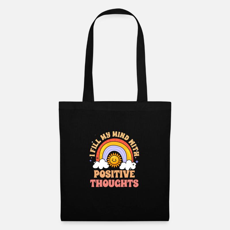I Fill My Mind With Positive Thoughts Retro - Stoffbeutel - Schwarz