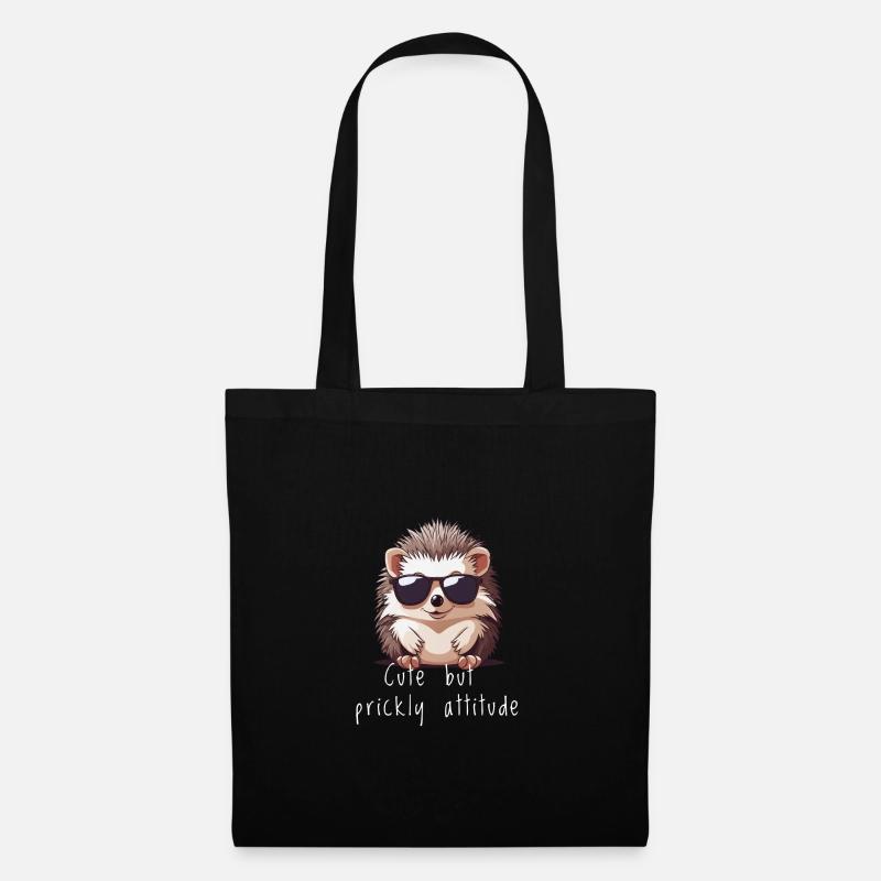 Süßer Igel niedlicher Igel Geschenk - Stoffbeutel - Schwarz