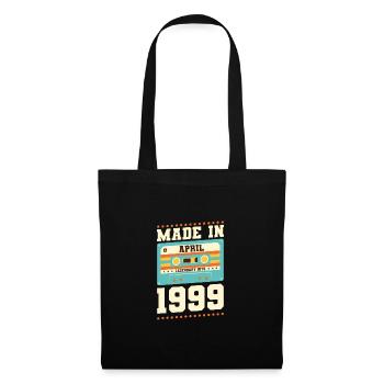 24. Geburtstag April Jahrgang 1999 Geschenkidee - Stoffbeutel - Schwarz - Vorne