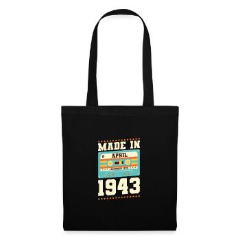 80. Geburtstag April Jahrgang 1943 Geschenkidee - Stoffbeutel - Schwarz - Vorne