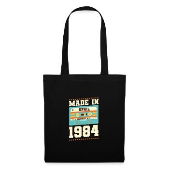 39. Geburtstag April Jahrgang 1984 Geschenkidee - Stoffbeutel - Schwarz - Vorne
