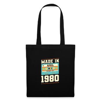 43e anniversaire avril Né en 1980 Idée cadeau - Sac en tissu - noir - Devant