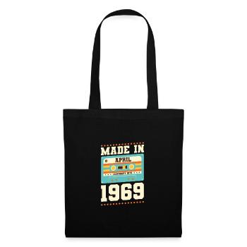 54. Geburtstag April Jahrgang 1969 Geschenkidee - Stoffbeutel - Schwarz - Vorne