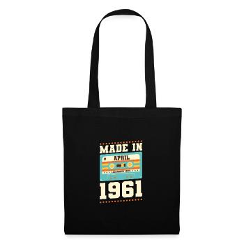 62e anniversaire Avril Né 1961 Idée cadeau - Sac en tissu - noir - Devant