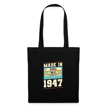76e anniversaire Avril Né en 1947 Idée cadeau - Sac en tissu - noir - Devant
