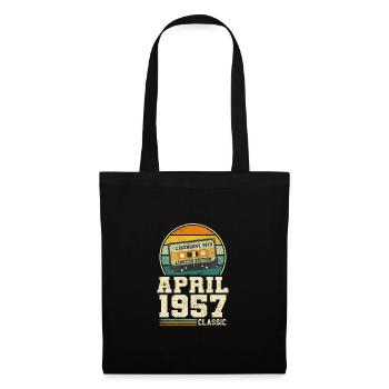 66e anniversaire Avril Né 1957 Idée cadeau - Sac en tissu - noir - Devant