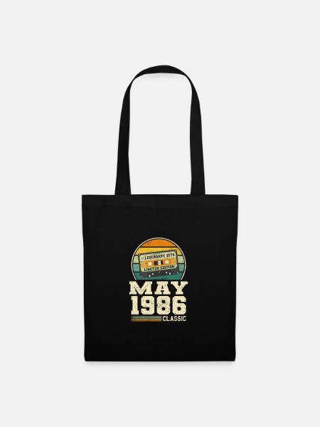 37. Geburtstag Mai Jahrgang 1986 Geschenkidee - Stoffbeutel - Schwarz