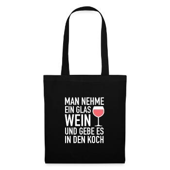 Man nehme ein Glas Wein - Stoffbeutel - Schwarz - Vorne
