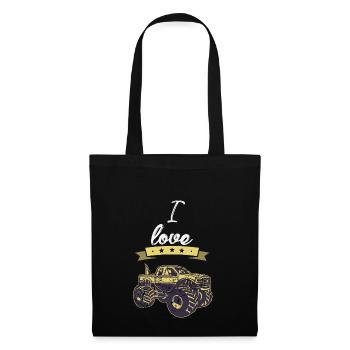 J'aime monstre cadeau Trucks I love - Sac en tissu - noir - Devant