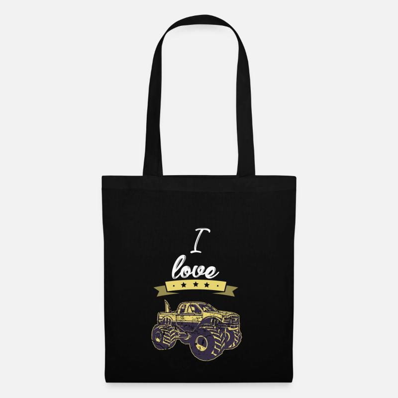 Ich liebe Monstertrucks Geschenk I love - Stoffbeutel - Schwarz
