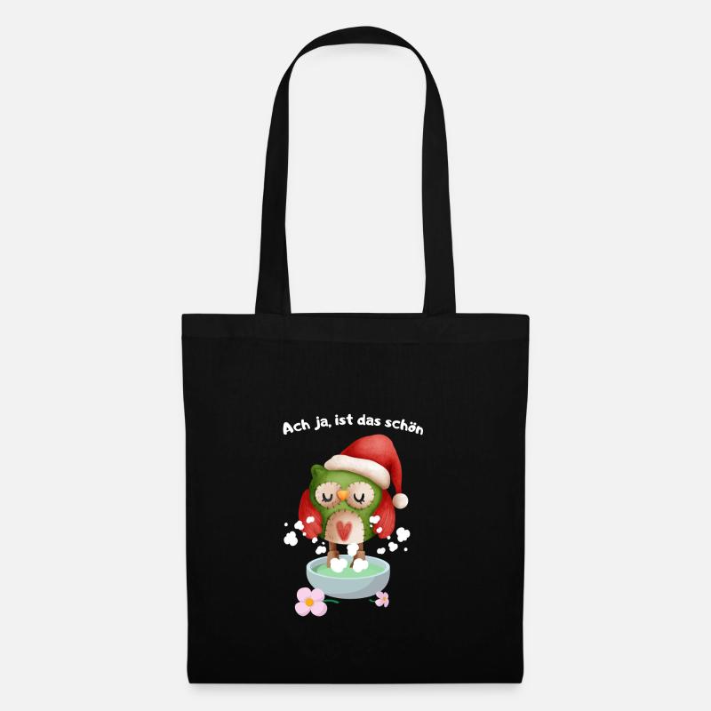 Ach ja ist das schön - Fußbad Weihnachten Eule - Stoffbeutel - Schwarz