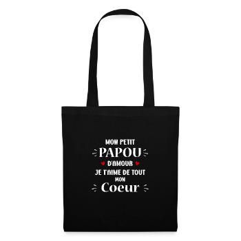 Mon petit papou d'amour je t'aime - Sac en tissu - noir - Devant