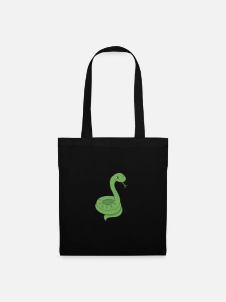 Grüne Schlange (snek) mit der Zunge heraus - Stoffbeutel - Schwarz