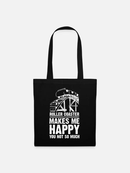 Roller Coaster Makes Me Happy - Stoffbeutel - Schwarz