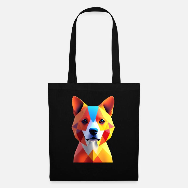 Hund - Polygon Art - Stoffbeutel - Schwarz