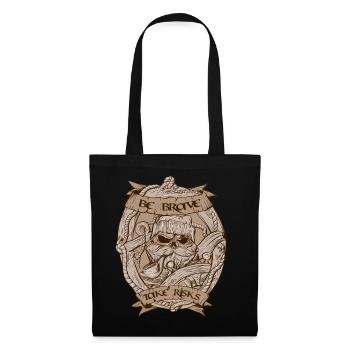 Crâne capitaine Vintage Design - Sac en tissu - noir - Devant