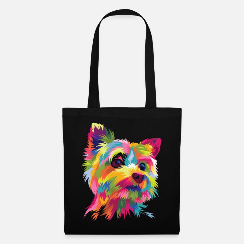 Popart Comic Hund Yorkshire Terrier Yorkie - Stoffbeutel - Schwarz