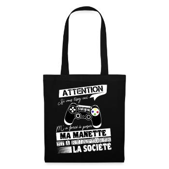 Gameur Shirt • Jeux de Video • Manette Cadeaux - Sac en tissu - noir - Devant