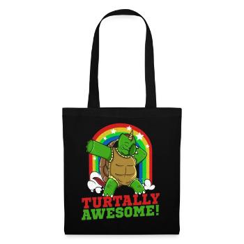 Tortue barbotante TURTALLY GÉNIAL Tortue de mer drôle - Sac en tissu - noir - Devant