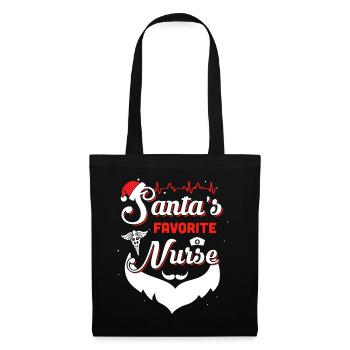 Weihnachtsmann-Krankenschwester-Weihnachtshemd - Stoffbeutel - Schwarz - Vorne