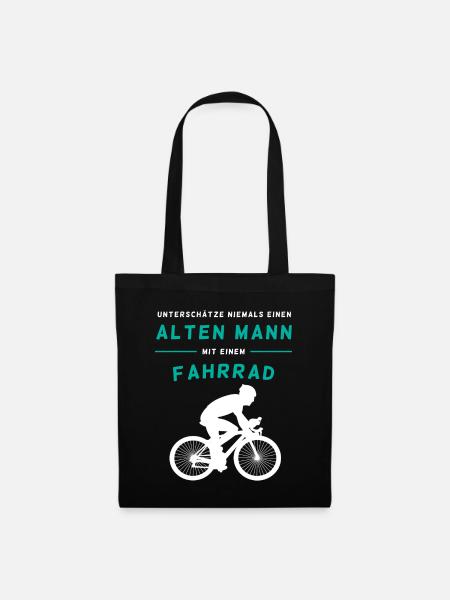 Fahrrad - Alten Mann - Stoffbeutel - Schwarz