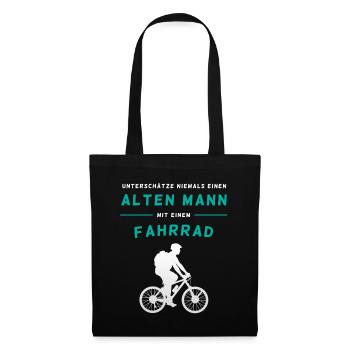 Fahrrad - Alten Mann - Stoffbeutel - Schwarz - Vorne