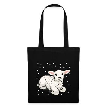 Baby Lamm Schaf Frohe Ostern Schnee Schafe - Stoffbeutel - Schwarz - Vorne