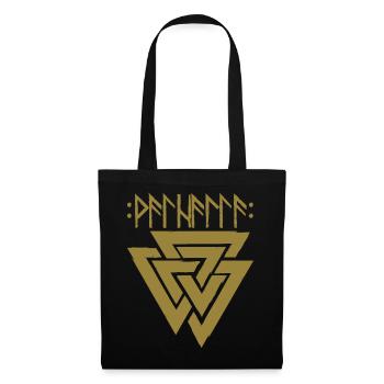 Valhalla in runes with Valknut, symbol of Odin - Tote Bag - black - Front